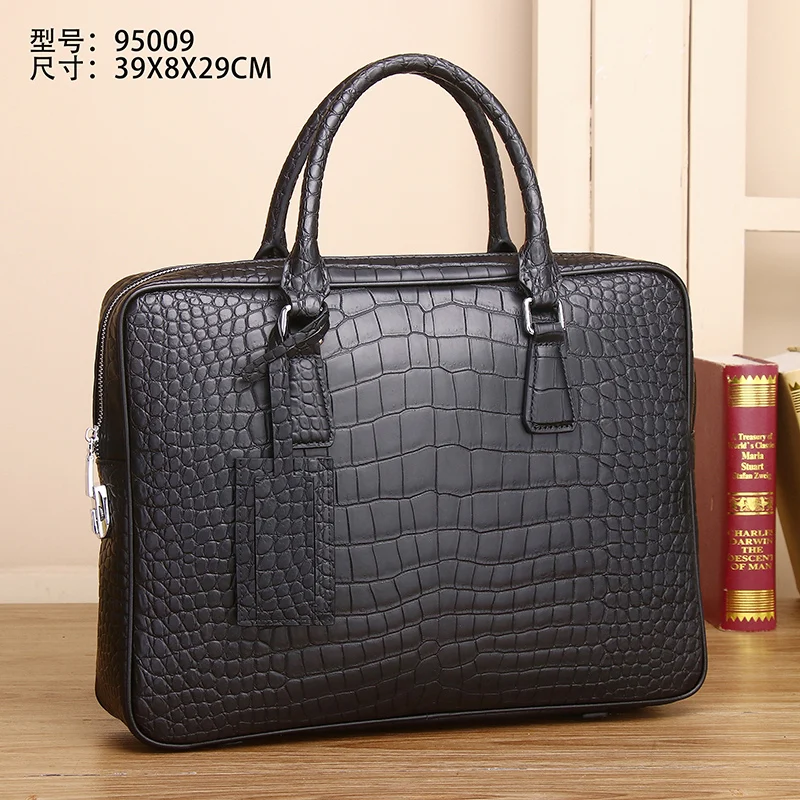 

New leather handbag, alligator briefcase, password lock, computer bag, fashionable business travel, office bag, file bag