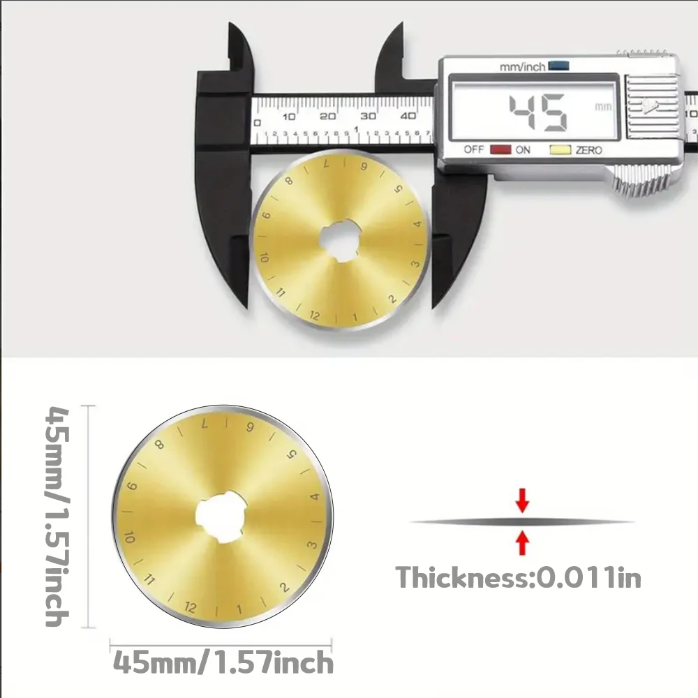 شفرات قطع دوارة 45 مم 10 قطع، مطلية بالتيتانيوم، شفرات بديلة للخياطة، اللحف، سكرابوكينغ، قماش مقطوع، ورق #3