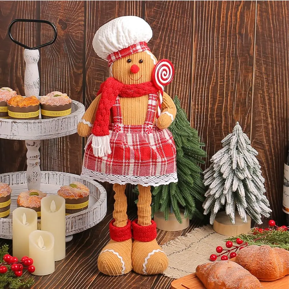 

Large Gingerbread Man Retractable Doll Standing Long Leg Christmas Telescopic Doll Ornaments Cute Cartoon