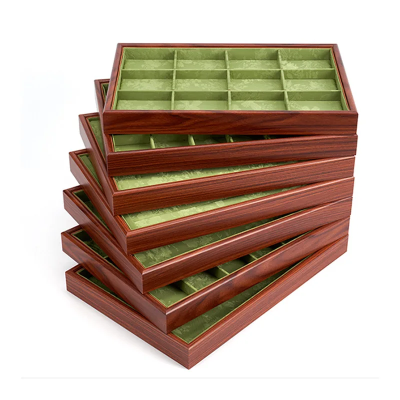 Solid Wood Jewelry Pallet Chinese Retro Jewellery Pallets Ring Necklace Earrings Storage Tray Exhibitor Organizer Display Trays