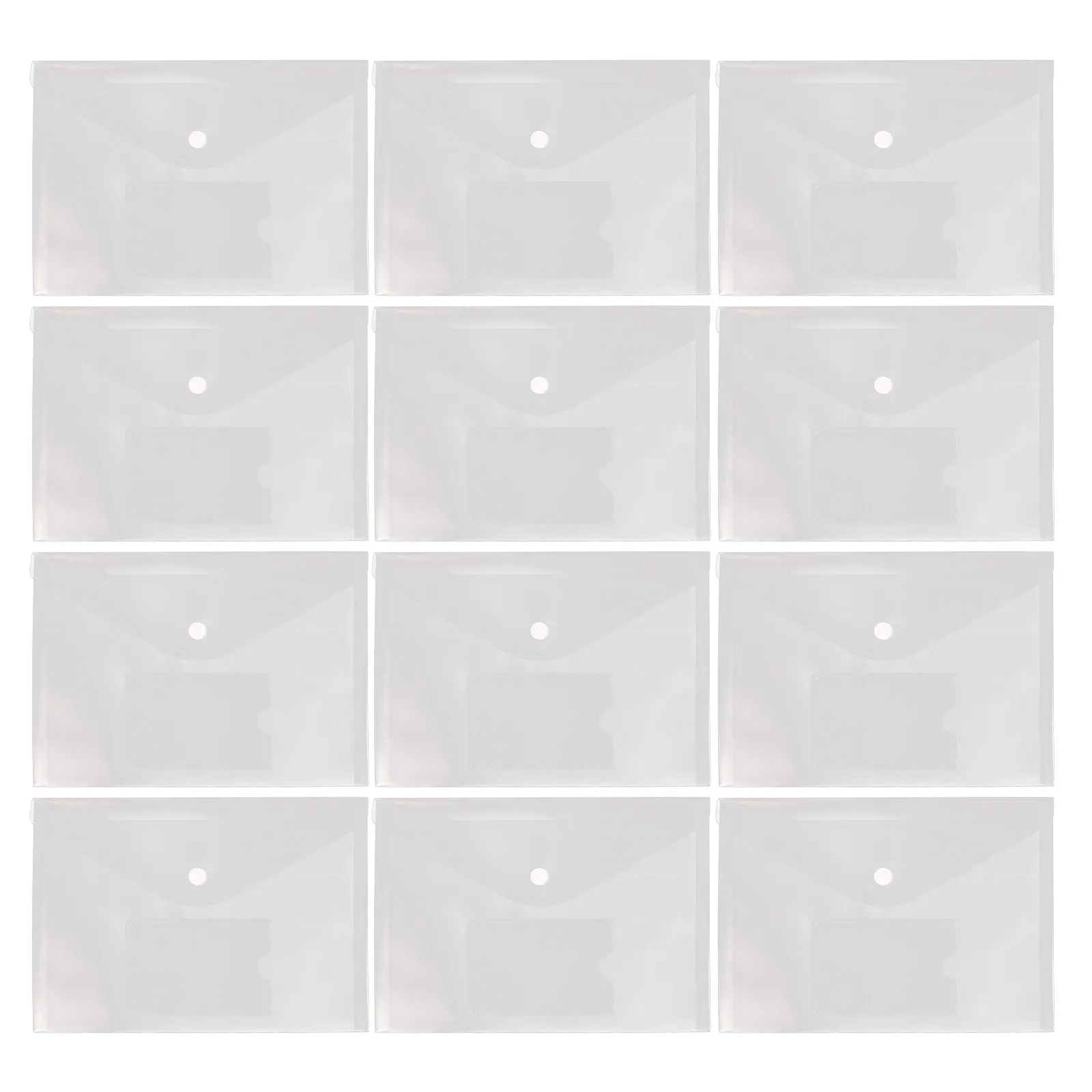 12Pcs Clear A5 Document Organizer Premium PP Transparent File Bag Snap Button Closure for Receipts Invoices Coupons Business