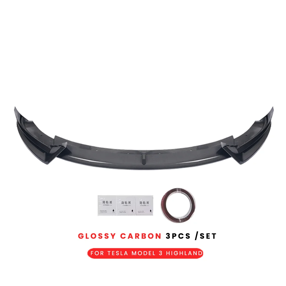Auto Voorste Lip Voor Tesla Model 3 Highland 2024 + Voorbumper Lip Boren Gratis Sport Spoiler Blade Model 3 + Auto Accessoires