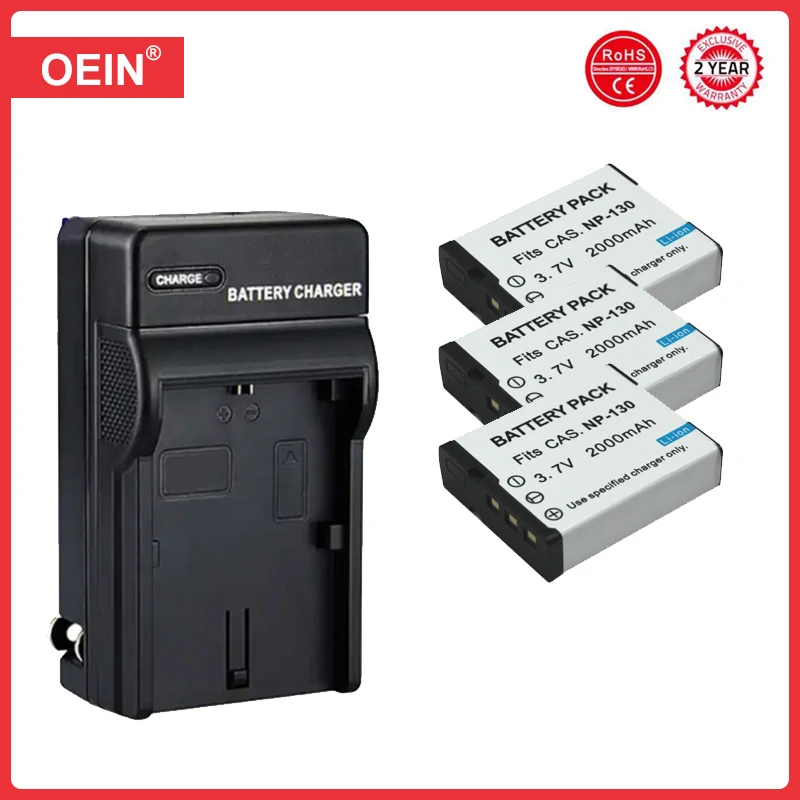 4Pcs 2000mAh for CASIO EX-10 100 H30 H35 ZR2000 ZR3600 ZR3500 ZR3700 ZR5500 ZR400 camera NP-130 130A Charger Battery