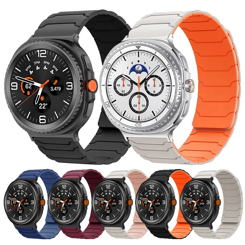Magnetisches Silikonband für Samsung Galaxy Watch 8 40 mm 44 mm, Sportarmband, Ersatz für Galaxy Watch 8 Classic 46 mm Armband
