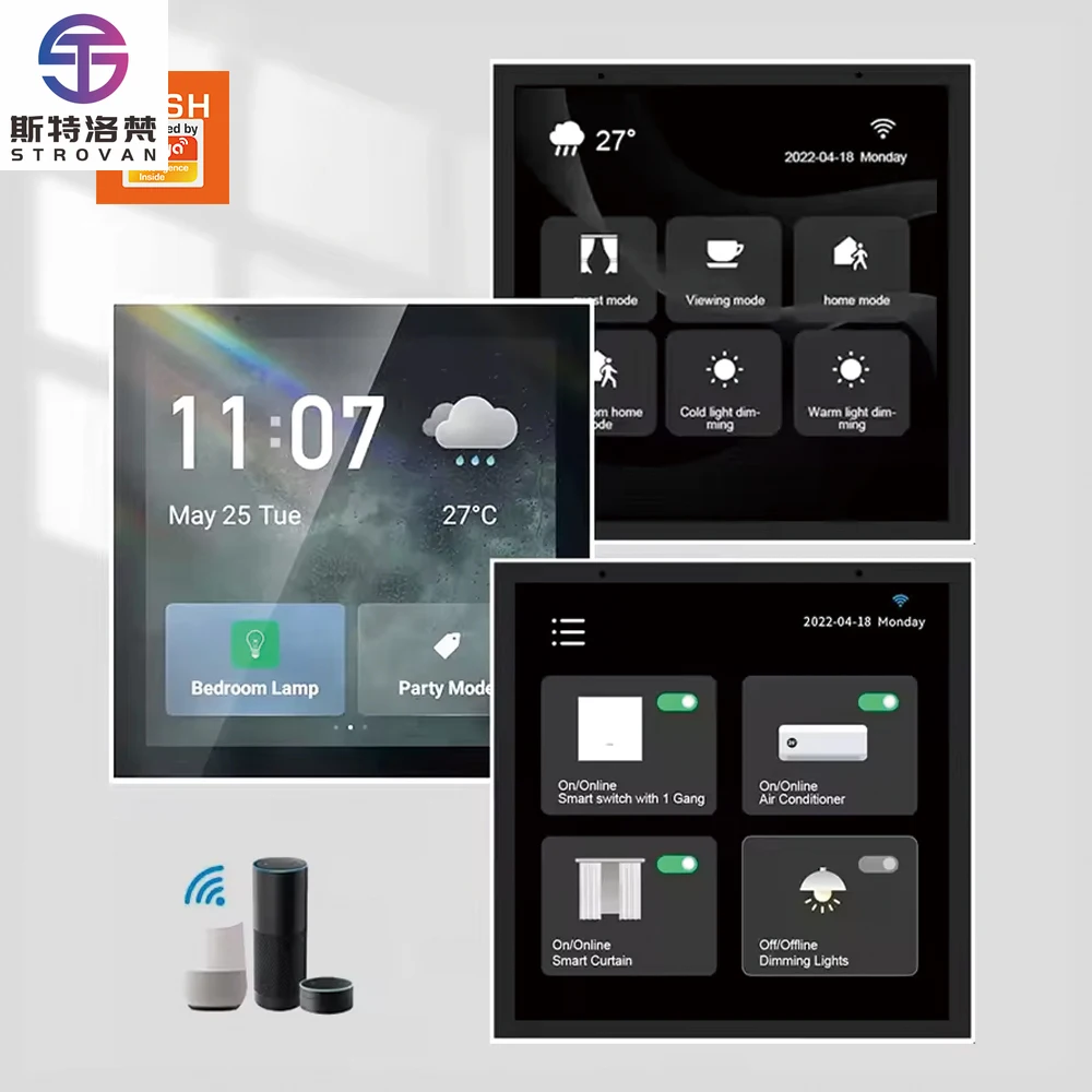 

STLF Zigbee Tuya Smart Home Device In-wall Mount Central Control Switch Panel With Alexa Voice 4 Inch Touch Screen Smart Switch