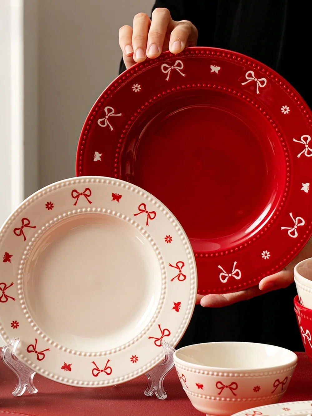 

Ele Red Knot Dinnerware Plate Western Sle Steak Plate Celebration Home Use Newlywed Gift Cerc Diware