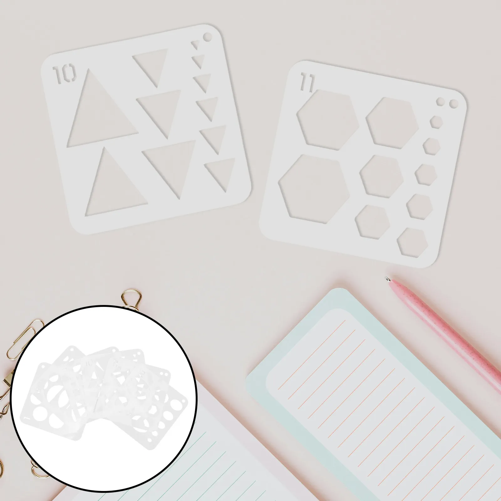 24Pcs Geometry Stencil Set Plastic Reusable Drawing Template for School Classroom DIY Craft Circle Square Triangle Hexagon