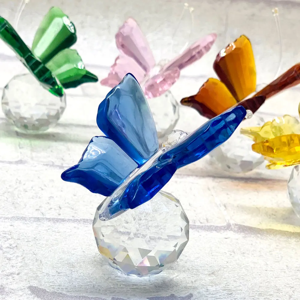 Hand Made Glass Butterfly Figurines Collectibles 7 color Crystal Butterfly Animal Statue Sculpture Kids Gift Home Table Ornament