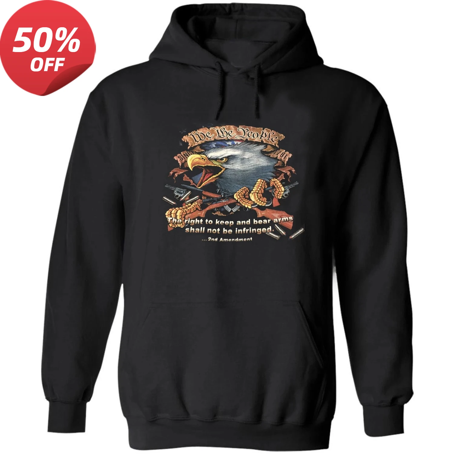 

We The People Gun Rights Bald Eagle Rifle 2nd Amendment Pullover Hoodie New 100% Cotton Comfortable Casual Mens Sweatshirts