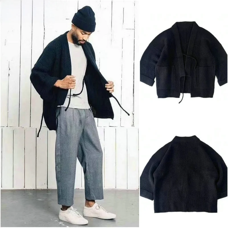 

Kapital Vintage Japanese Sle Knitted Sweater Coat Casual Loose Fit ex Long Sve V-Ne Wool Blend Youth Faion Autum...