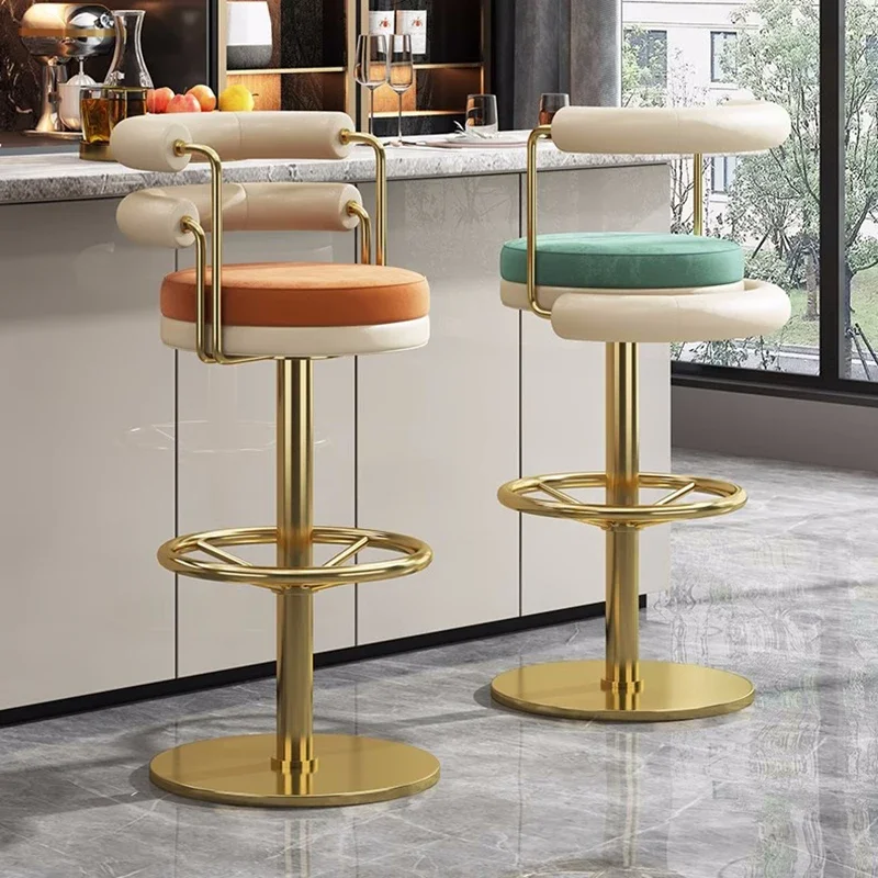 

Velvet High Modern Bar Chair Round Lift Nordic Bedroom Design Swivel Bar Stool Metal Luxury Taburete Cocina Bar Lounge Furniture