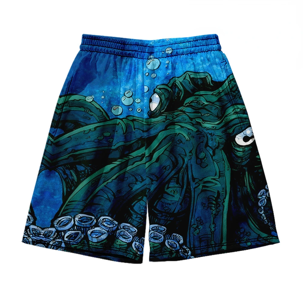 Casual Shorts Hawaiian Cargo Printed Flamingo Octopus Breathable Streetwear Basketball Gym Fitness Sports Men Unisex Clothing