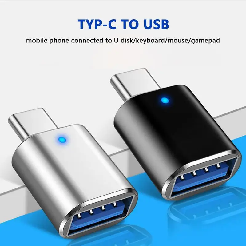 2023 New LED USB 3.0 To Type C Adapter OTG USB-A ToUSB Type-C Female Connector For Smart Phone Adapters