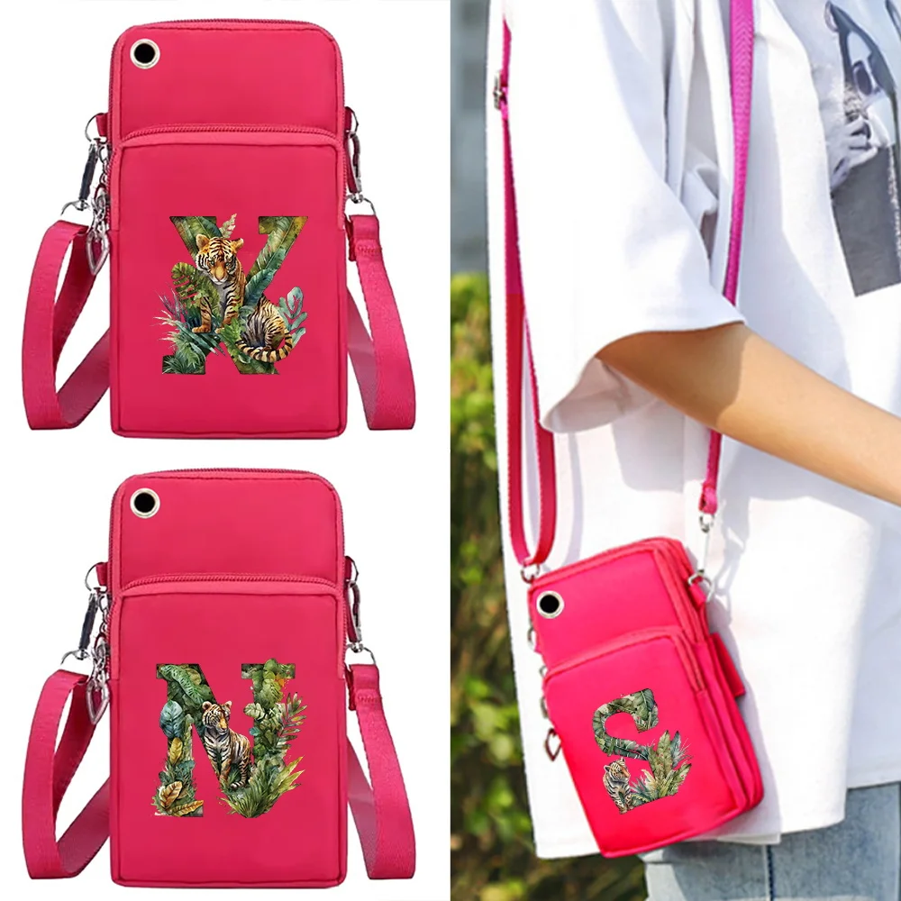 Case for Iphone Women's Slant Cell Phone Bag Small Crossbody Bag Women's Purse Canvas Cell Phone Purse Jungle Tiger Series