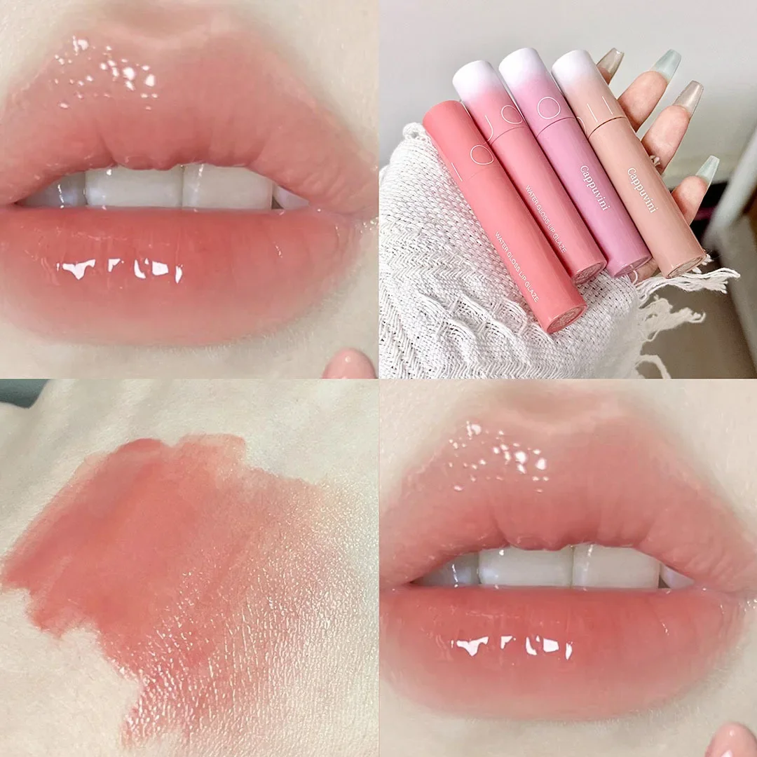 4 Farben Lip gloss Kristall gelee feuchtigkeit spendende Lippen plump ing wasserdicht lang anhaltende flüssige Lippenstift Make-up sexy Lippen tönung Kosmetik