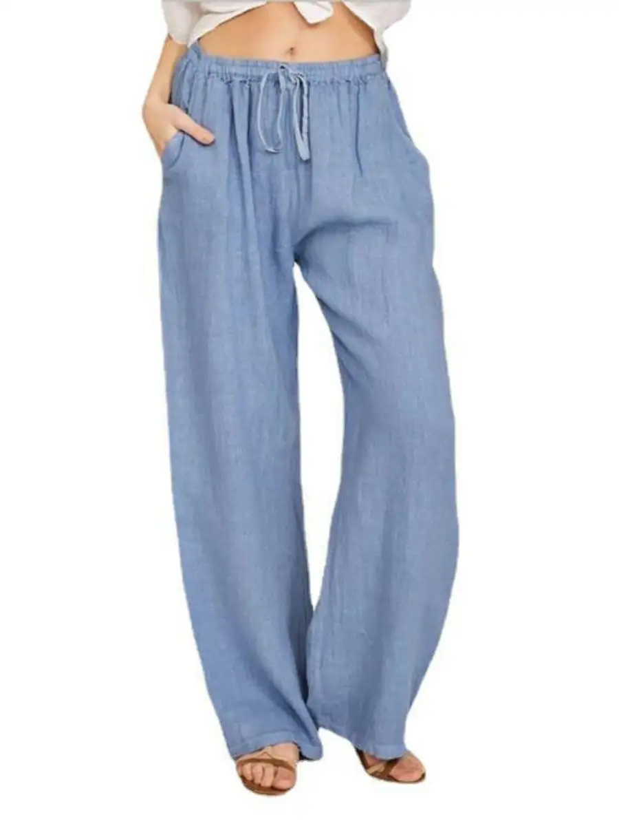 Plones Casus de Lino y Aodón para Mujer, Estilo Hoado para el Trabajo, Primavera 2023, Mezcla de Poliéster, Cómodos