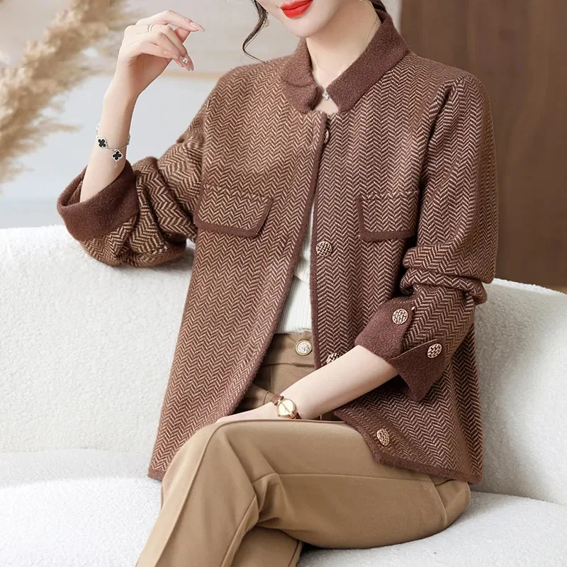 

Women's Coat Women's Coats Women's Jacket New Mom Spring and Autumn Short Single-breasted Coat Women's Woolen Cardigan Coat