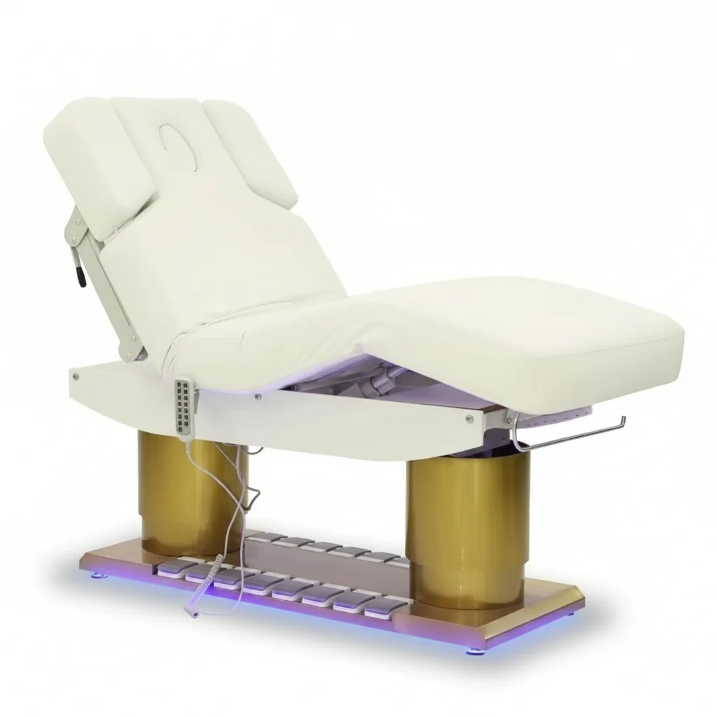 

Electric Facial Bed, Motorized Massage Table with Stainless Steel Frame, 190 x 70 x 65 cm Adjustable Spa Beauty Salon Furniture