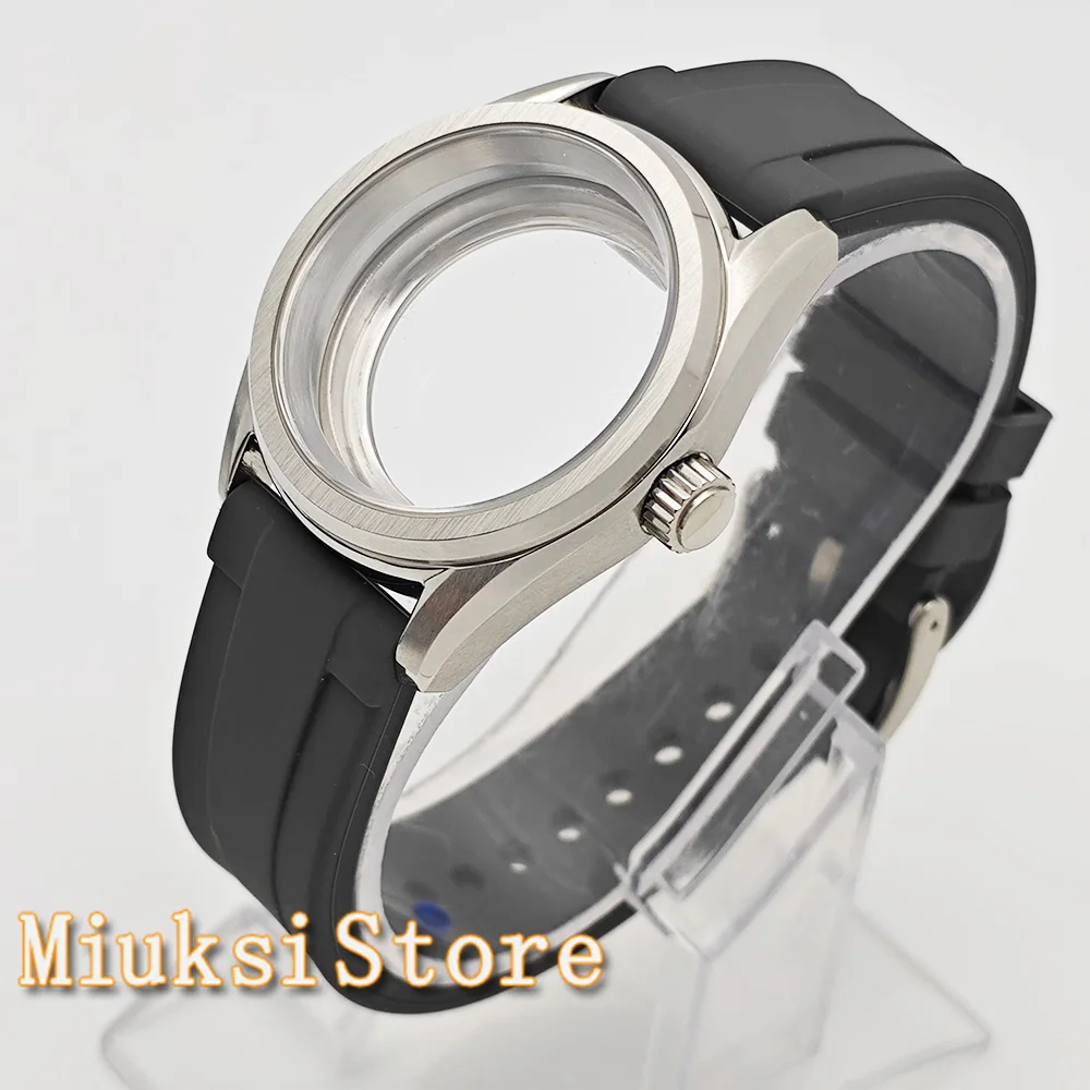 

38mm silver solid stainless steel watch case sapphire glass fit NH35 NH36 NH34 NH38 NH70 NH72 ETA2824 PT5000 movement