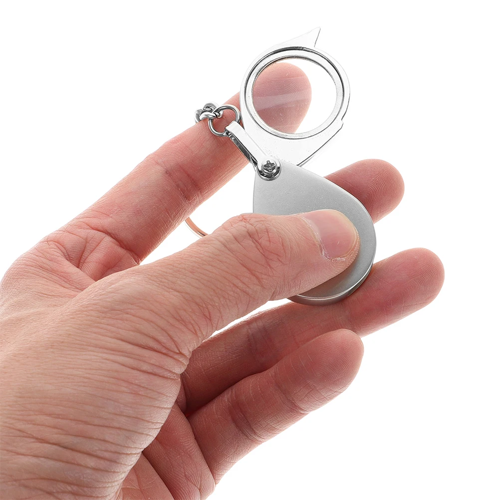 2 Stücke Falttaschenlupe 10x Optische Glaslinse Schlüsselanhänger Schmuck Münzen Miniaturmalerei Tragbare Lupe