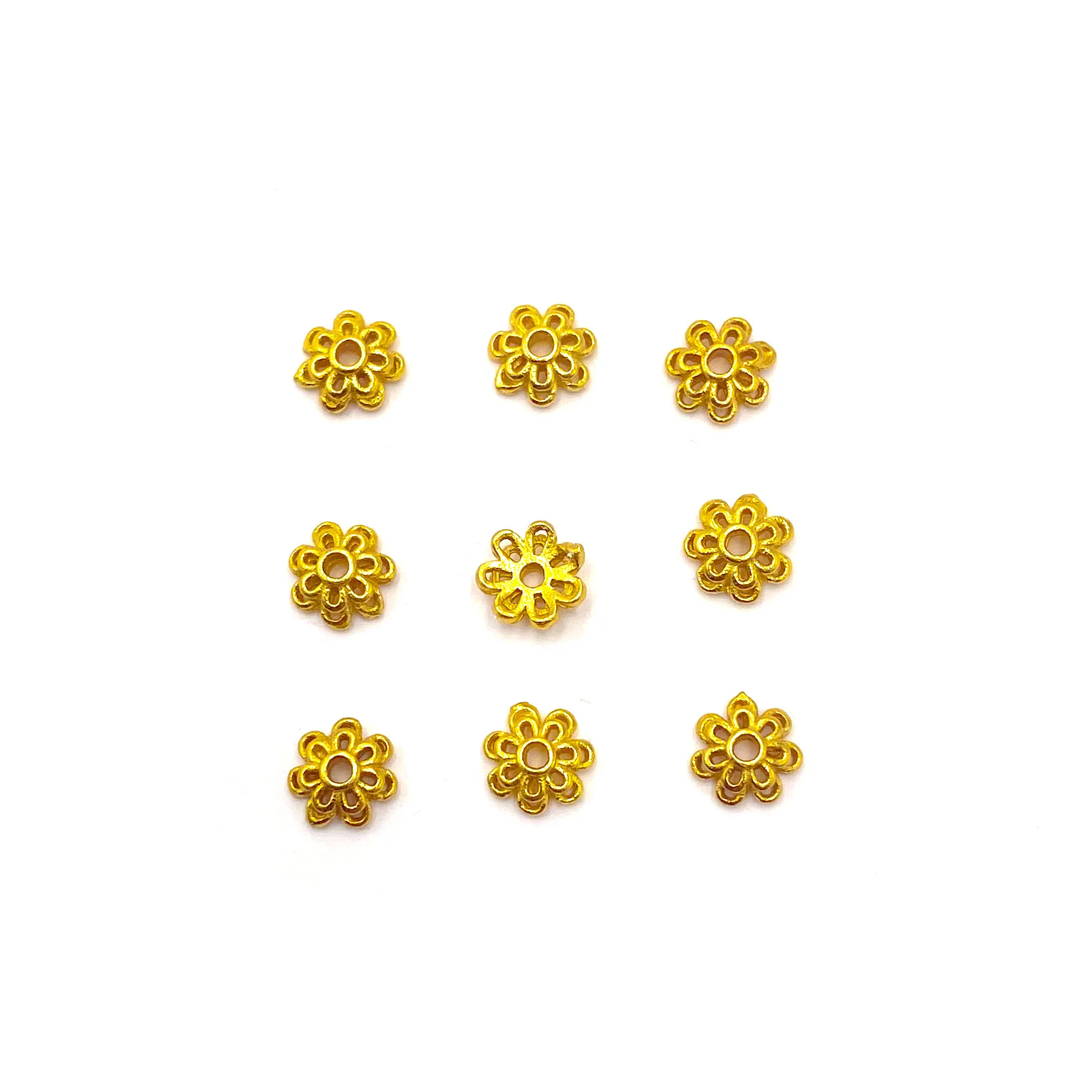 Chinese Auspicious Blessing Lucky S925 Sterling Silver Gold Plated Zircon Hollow Flower Bead Caps Spacers For Diy Bracelet Neckl