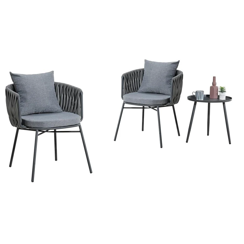 

Outdoor Garden Balcony Patio Wricker 3 PCS Bistro Sofa Set Villa Country Yard Rattan Rope Balcony Set Patio Table Set