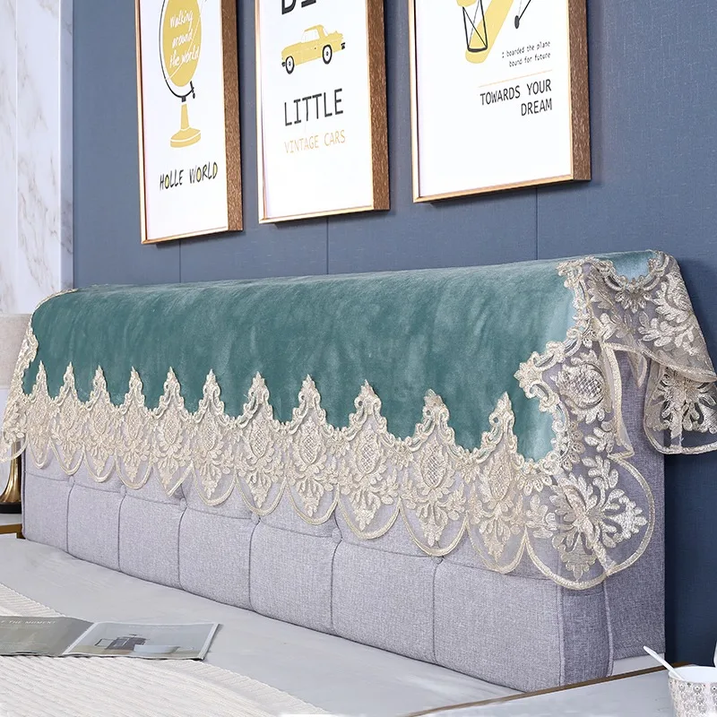 Mantel de terciopelo dorado para mesita de noche, toalla bordada de lujo para sofá, cubierta de encaje antipolvo para el hogar, color Beige, Europa