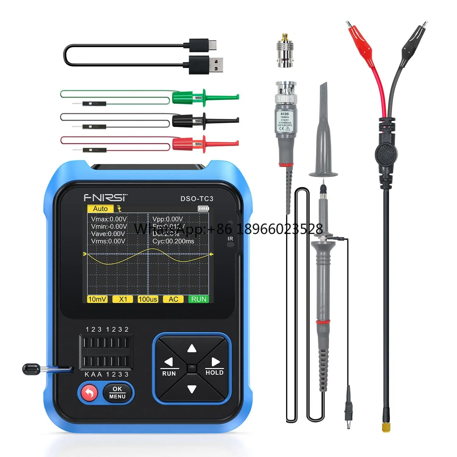 

Hand-held 3-in-1 Oscilloscope&DDS Signal Generator&Transistor Tester 500Khz 10MSa/s DSO-TC3 Digital Oscilloscope