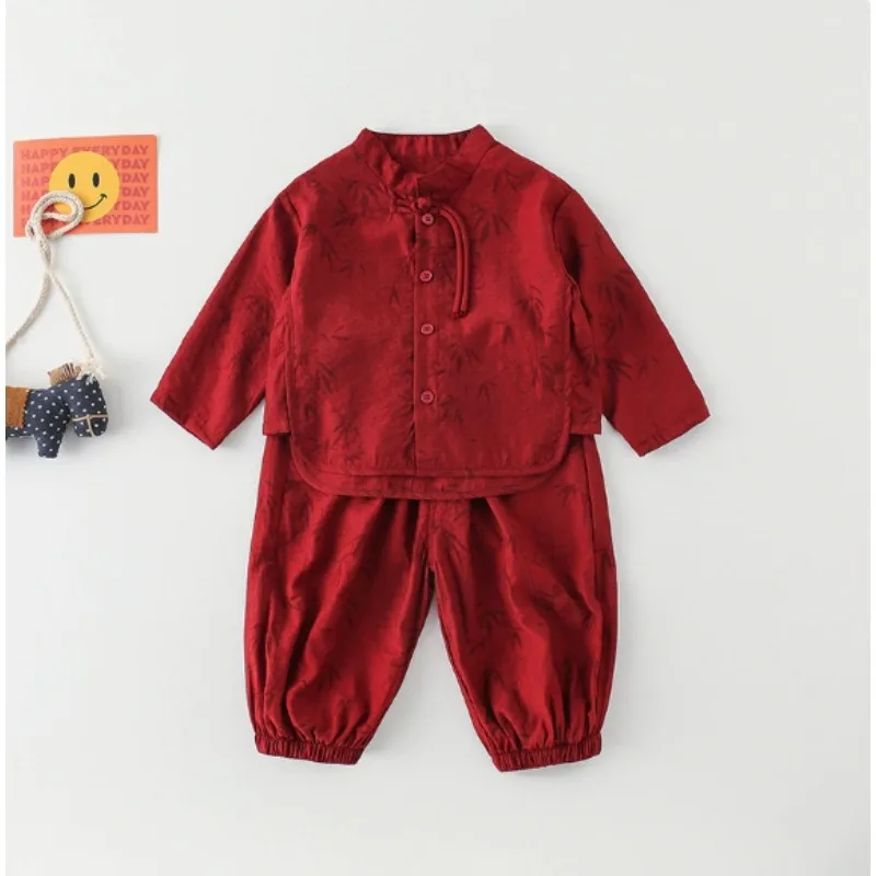 Chidren Clothing Set Casual Boys Summer Chinese Style Short Sleeve Shirt Shorts 2 PCs Set Kids Chinese Traditional Clothing