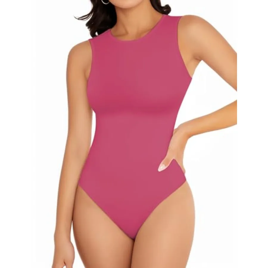 

YOGINGO Women's Crew Neck Sleeveless Bodysuits Racerback Halter Tank Top Body Suits for Womens Sexy Going Out Leotards