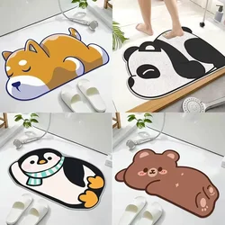 Animal Shaped Rug Cartoon Penguin Bear Panda Print Bathroom Rug Bath Mat Shower Rug for Home Decor Diatomaceous Earth Non-Slip