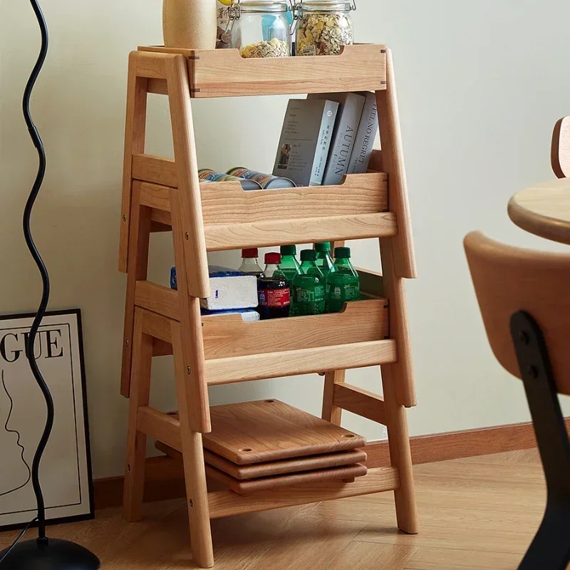 Solid Wood Chair Small Stool with No Space for Adults Can Be Stacked for Storage