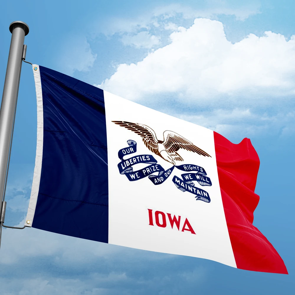 Iowa Flag 3*5FT 90*150CM USA States Flags Design Custom Indoor Outdoor Decor Banners  Polyester UV Resistance Double Stitched