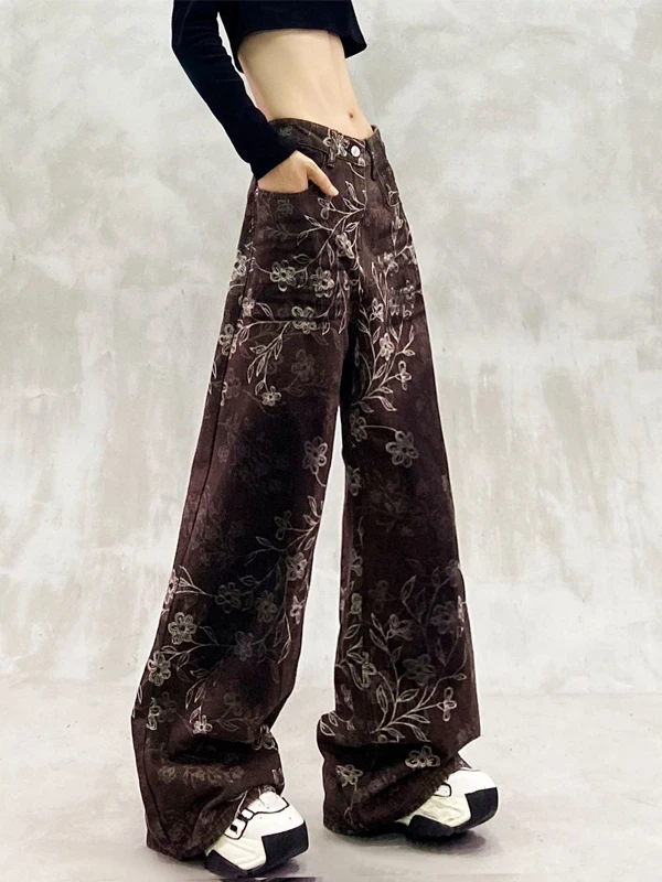 

High Waist Wide Leg Denim Pants Women's New Sle Loose Fit Slimming Straight Cut Trousers Commute Wear Autumn Season