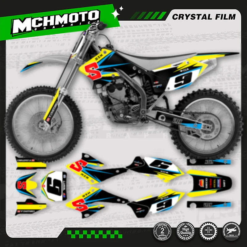

MCHMFG MOTO Custom Team Motorcycle Graphics Background Decal Stickers Kit For SUZUKI 2004 2005 2006 RMZ250 007