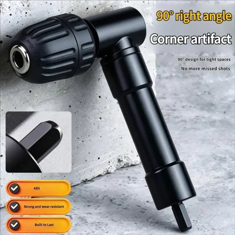 90 Degree Black Right Angled Electric Drill Corner Tool Aluminum Alloy Turning Tool Iron Adapter Narrow Space Drilling Tool M4YD