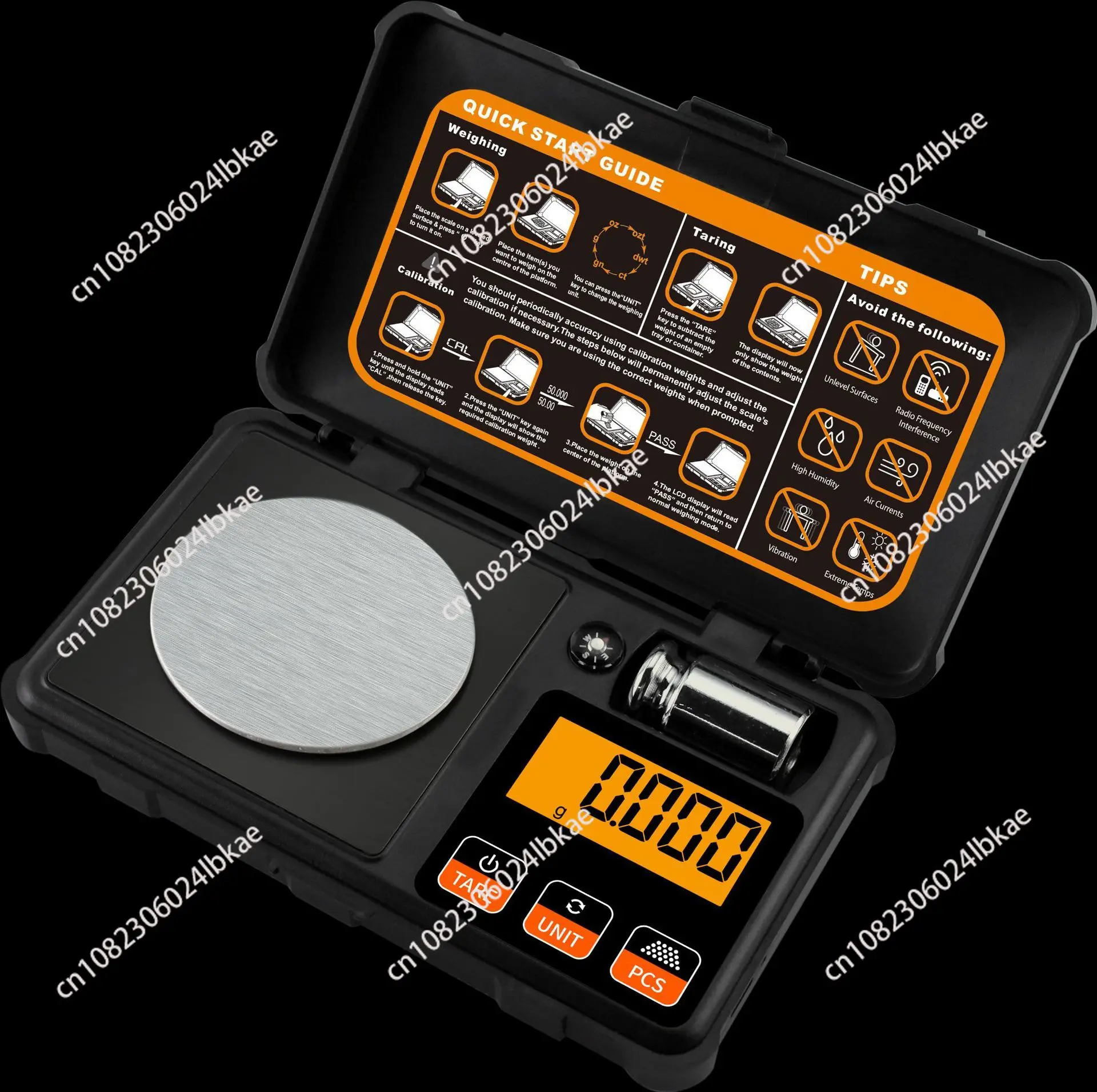 Cross-border 50g Mini Tool Box Portable Accurate Gram Weighing Pocket Jewelry Scale 0.001g Baking Medicinal Materials Weighing