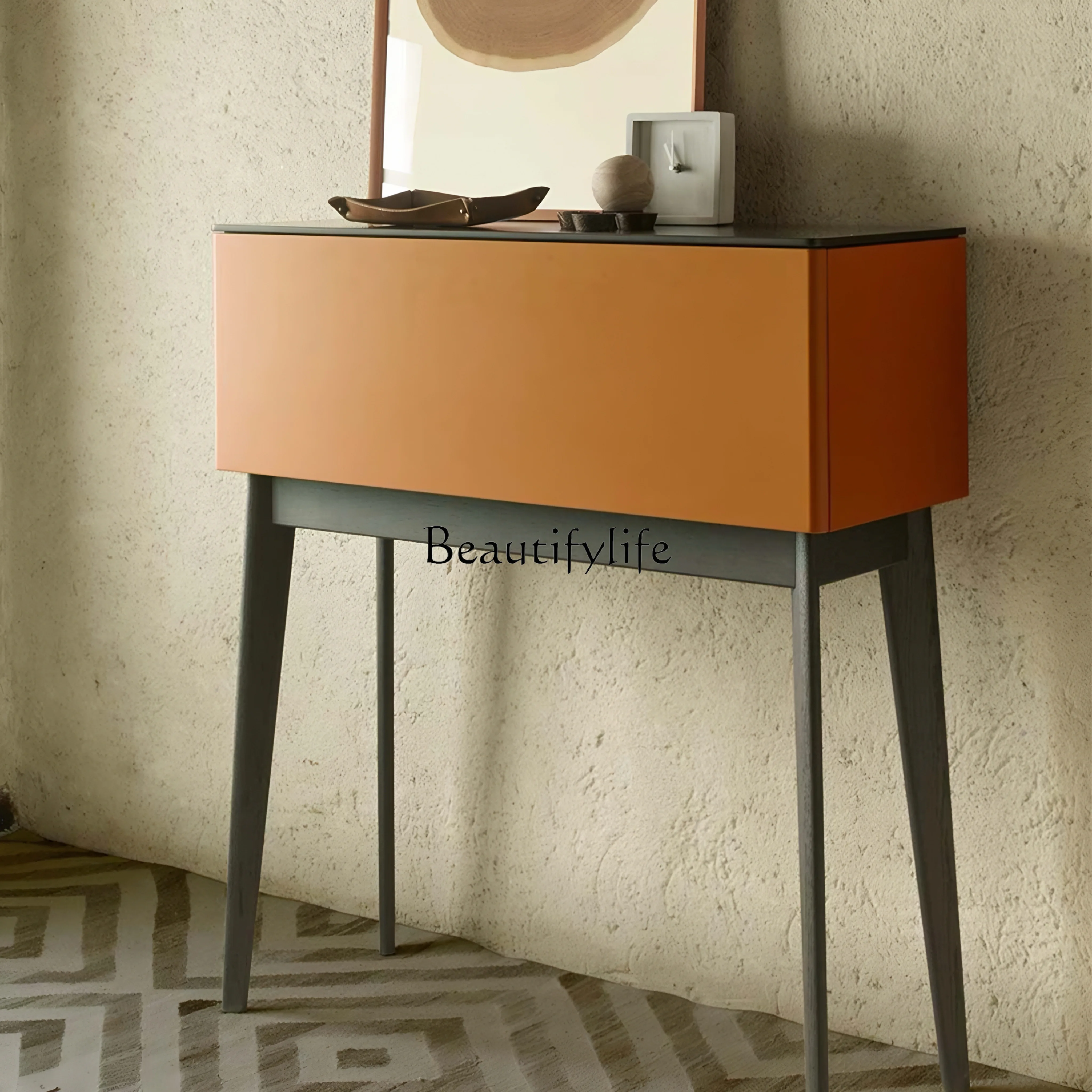 

04Italian minimalist entrance entrance cabinet Nordic minimalist high-end high-end entrance platform