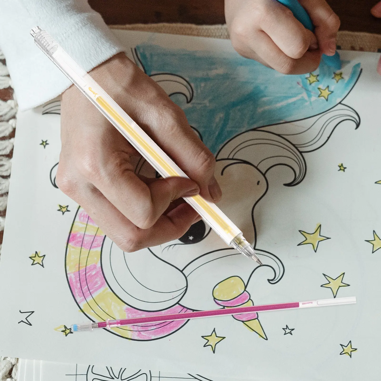 

Colored Gel Pen Refills Coloured Writing Pens Sticks Coloring Glitter Fluorescent Ballpoint