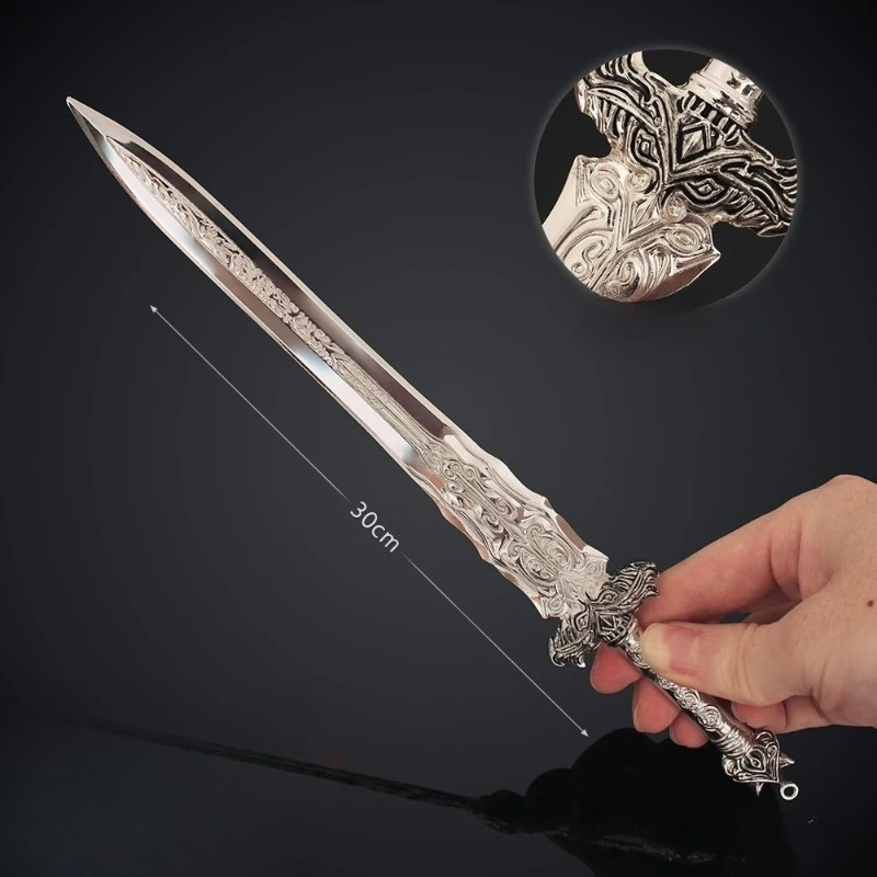 11.81in Film en TV Randapparatuur Yaochi Wit Licht Zwaard Oude Zwaard Model Metal Craft Desktop Collectible Ornament Jongen Speelgoed