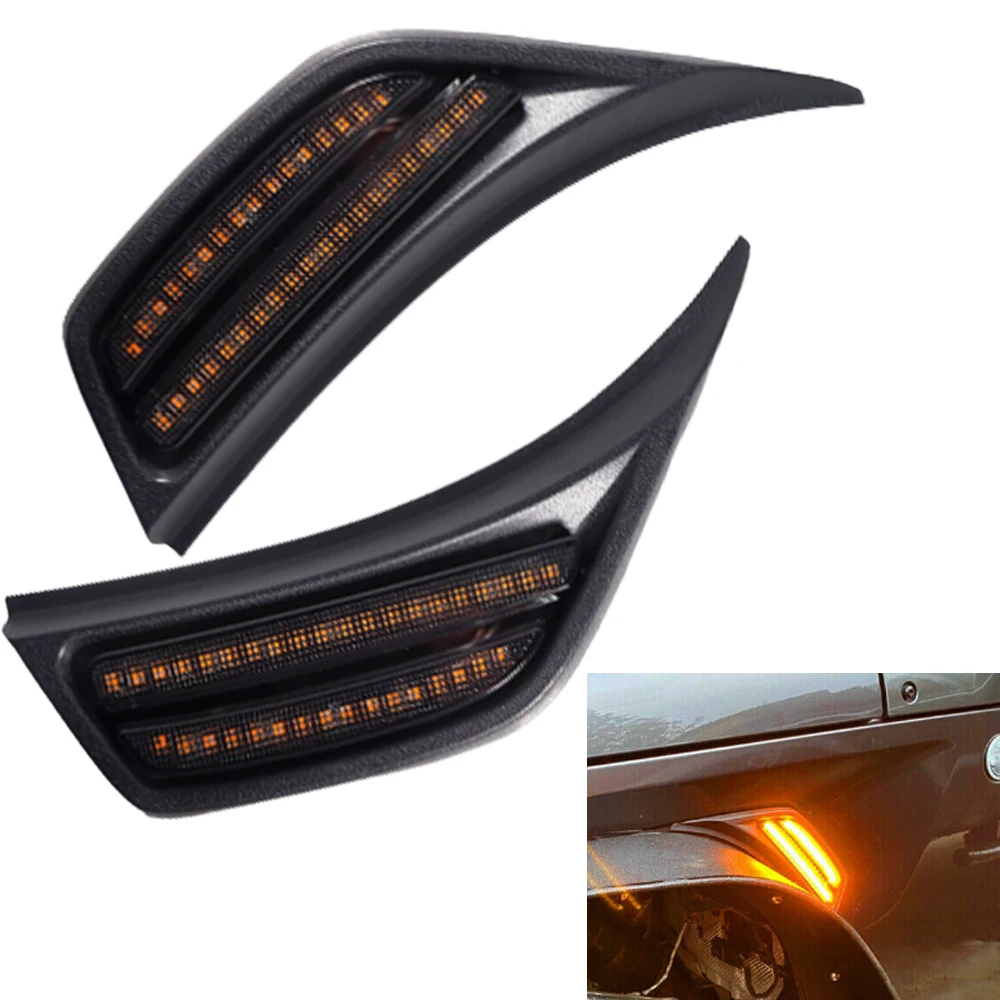 

Pair LED Fender Marker Lights Left Right For Jeep Wrangler JL JLU 2 Door and Unlimited 4 Door Gladiator JT Truck 2018-2022 ﻿