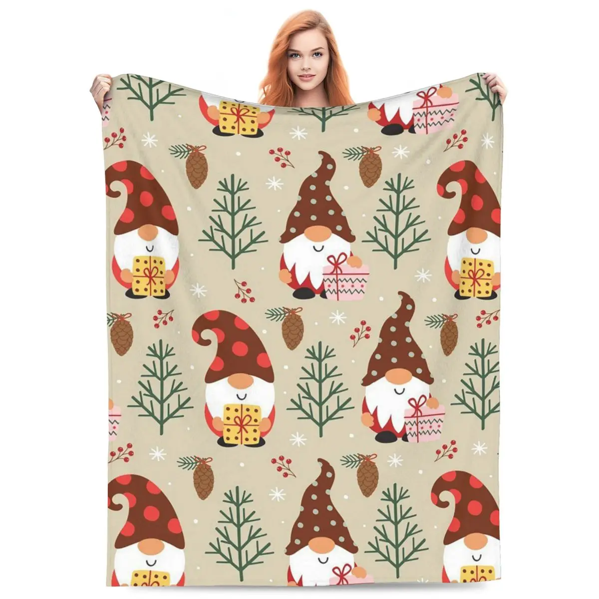 Christmas Gnome Blanket Fleece Sofa Throw Blanket Portable Throw Blankets for Couch Bedding Outdoor Throws Bedspread Quilt