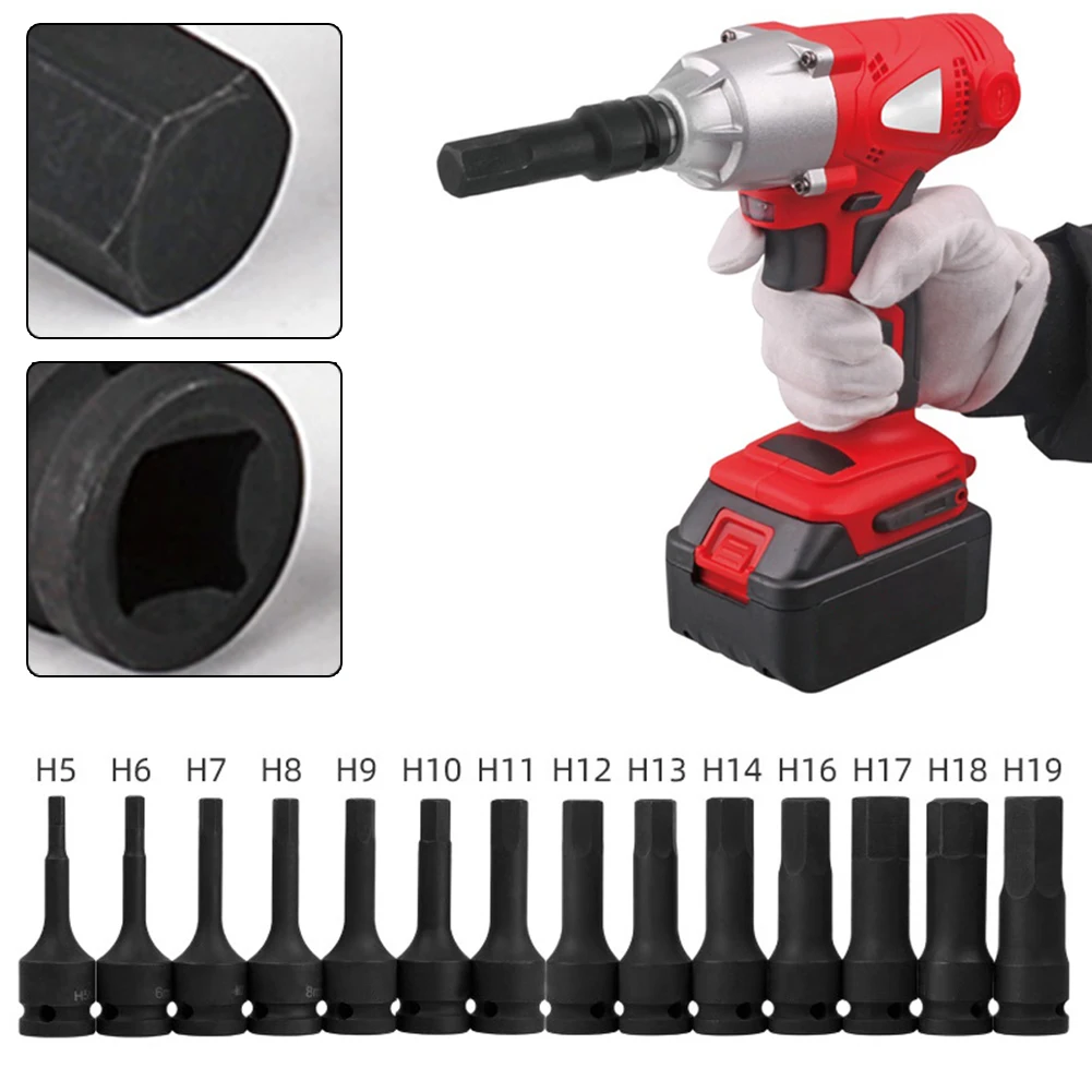 

1Pcs 4mm-19mm Electric Drill Socket Adapter 12.5mm Square Interface Hexagonal Head Socket Wrench For Factory/Repair Shop