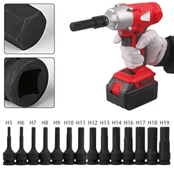 1Pcs 4mm-19mm Electric Drill Socket Adapter 12.5mm Square Interface Hexagonal Head Socket Wrench For Factory/Repair Shop