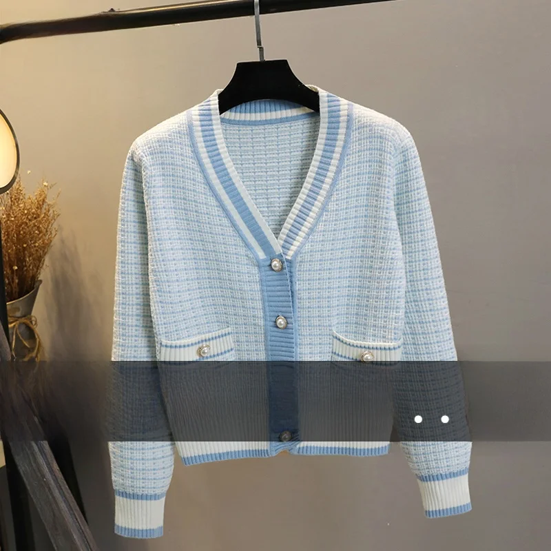 

Spring Autumn 2025 New Women's Open Cardigan Loose V-ne Outerwear Faionable Ladies Sweater Jaet Korean Sle Long Sve