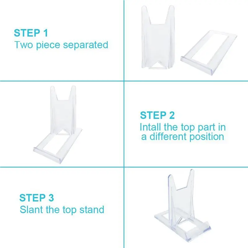 Utility Design 40 Pcs Display Stand, Acrylic Plate Stands Adjustable Sliding Clear Display Stand Easel Two Part For Plates,Books