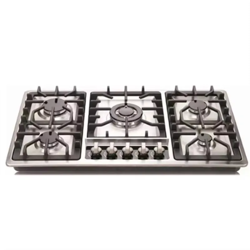 Commercial Five-burner Gas Cooker Stainless Steel Countertop Kitchen Cooker with Outdoor Power Supply
