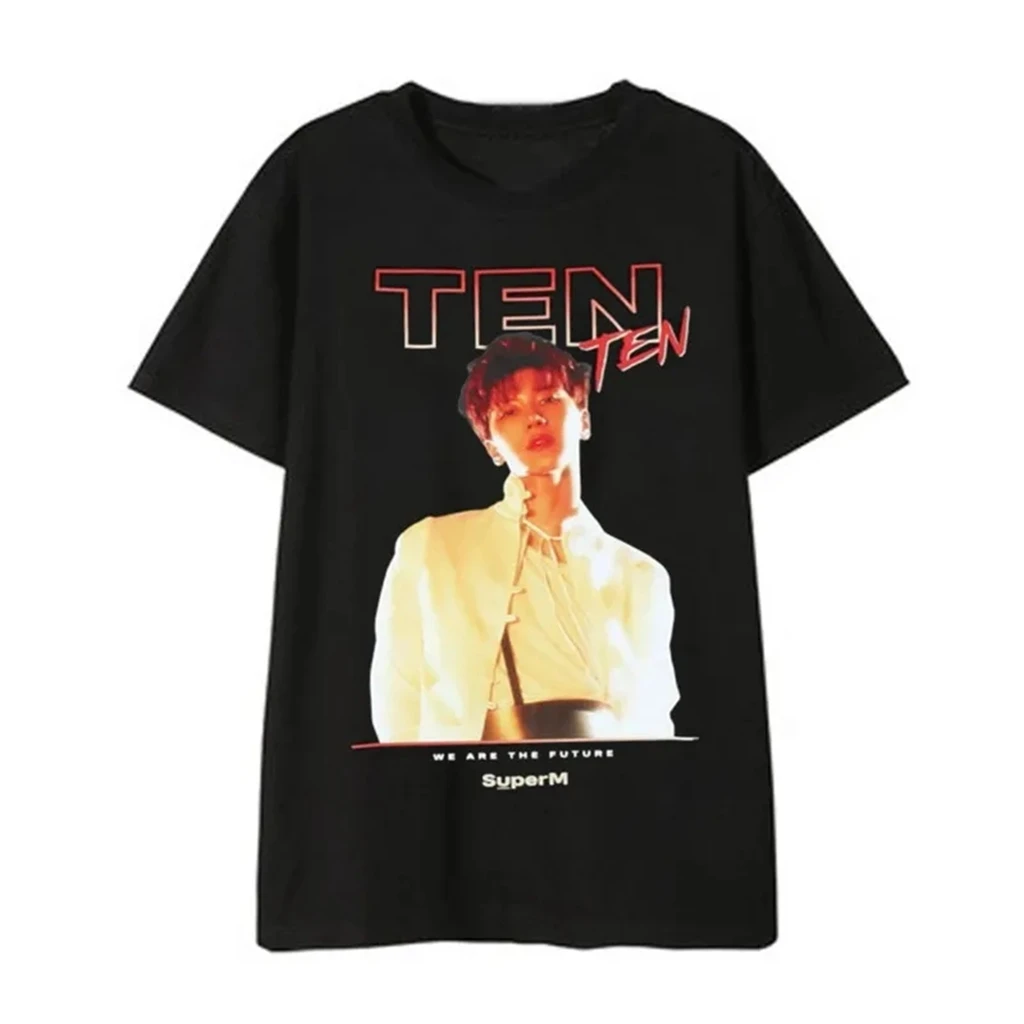 Kpop Y2K EXO KAI MARK Album Photo PRINTE T-shirt Summer Women Bat Sleeve Cotton T-shirt Harajuku 90S Oversize Streetwear