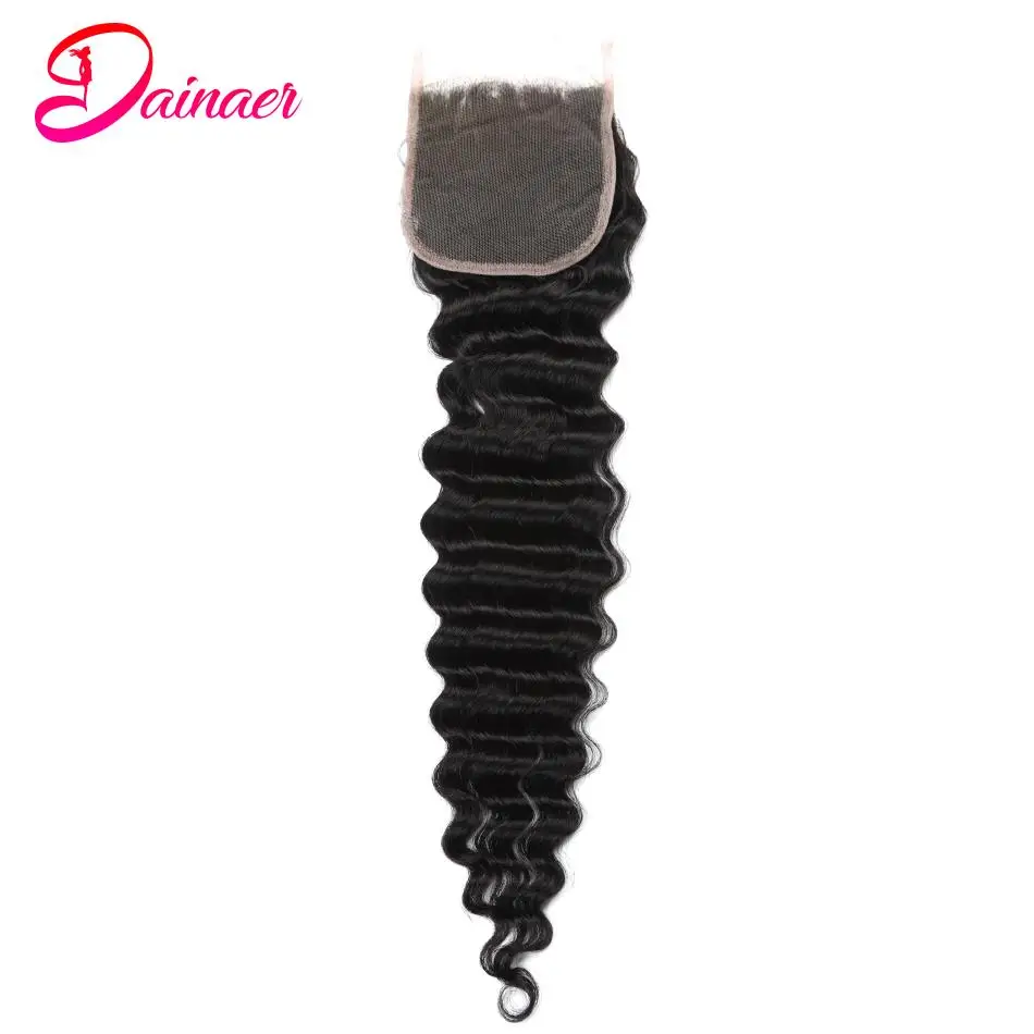 Deep Wave 4x4 Spitzen verschluss 100% Echthaar verschluss Weiches Remy Haar Brasilia nischer Deep Wave Verschluss Echthaar vor gezupft