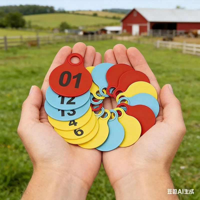 50Pcs Livestock Tpu Cow Ear Tags with Words/Without Words Cattle Pig Sheep Hanging Tags Identification Card Farm Animal Ear Tags